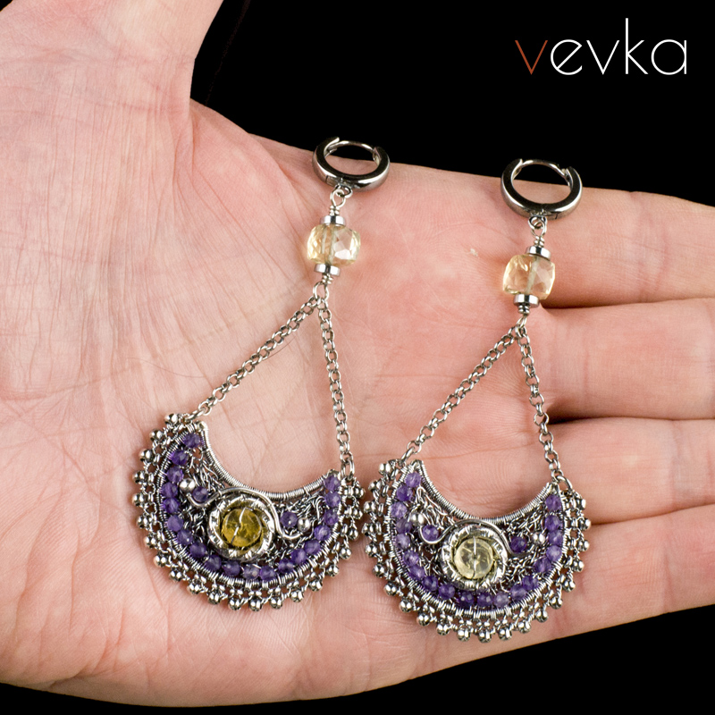 Earrings with Amethyst and Citrine 'Partings and Returns' - Image 2