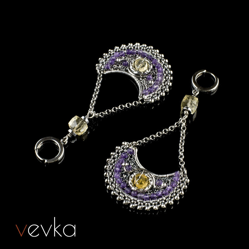 Earrings with Amethyst and Citrine 'Partings and Returns' - Image 3