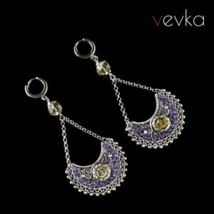 Earrings with Amethyst and Citrine 'Partings and Returns'