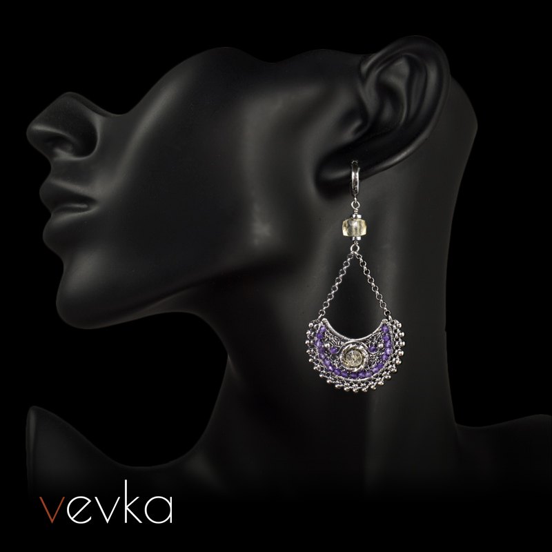 Earrings with Amethyst and Citrine 'Partings and Returns' - Image 5
