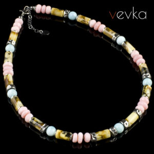 Amber, Larimar and Opal Necklace 'I Love an Angel'