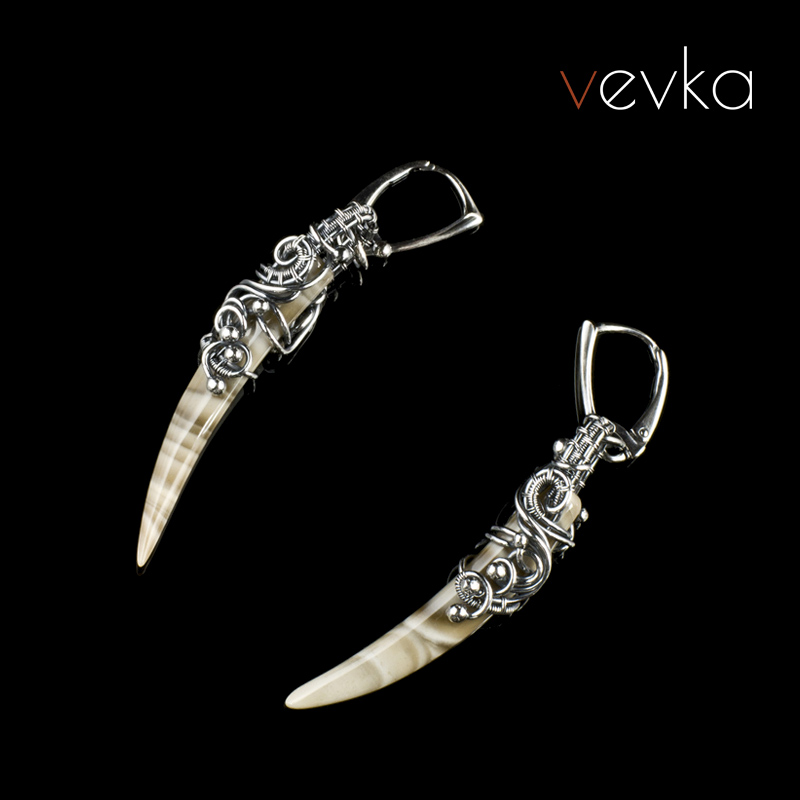 Striped Flint Earrings 'Poker Bluff' - Image 2