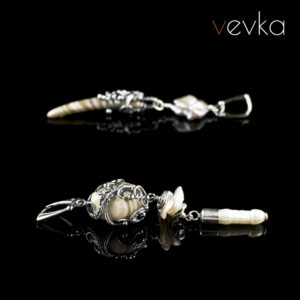 Striped Flint and Pearl Earrings 'Second Earth'