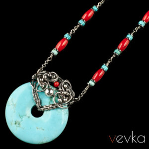 Turquoise and Coral Necklace 'House of the Sun'